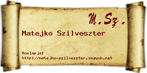 Matejko Szilveszter névjegykártya